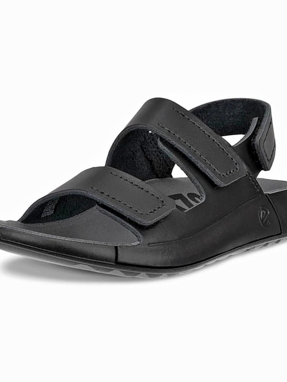 ECCO Cozmo Sandal Black Leather Adjustable Sandals - BOYS